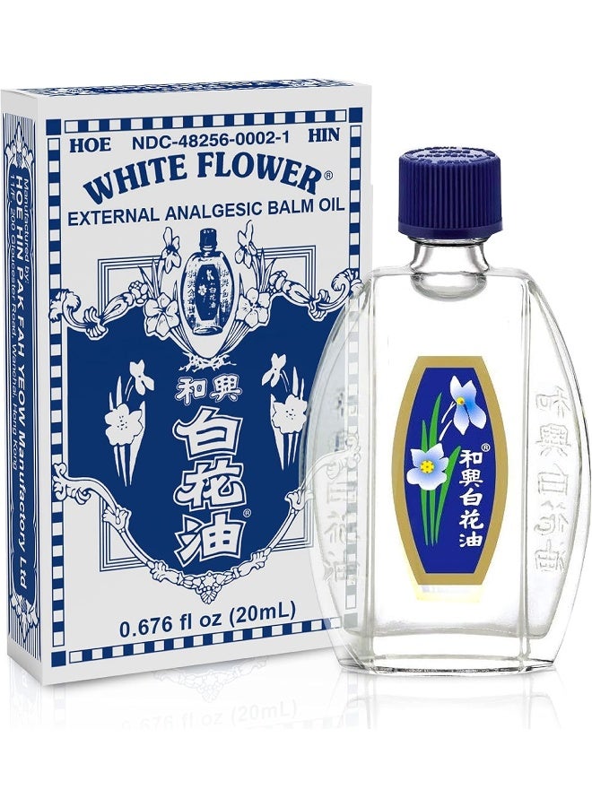 White Flower External Analgesic Balm Oil 20ml/ 0.676fl Oz., Authentic US import (1 bottle) - Image 1